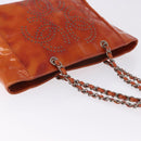 CHANEL Triple Coco Chain Shoulder Bag Patent Orange Silver CC Auth 200643-8