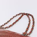 CHANEL Triple Coco Chain Shoulder Bag Patent Orange Silver CC Auth 200643-14