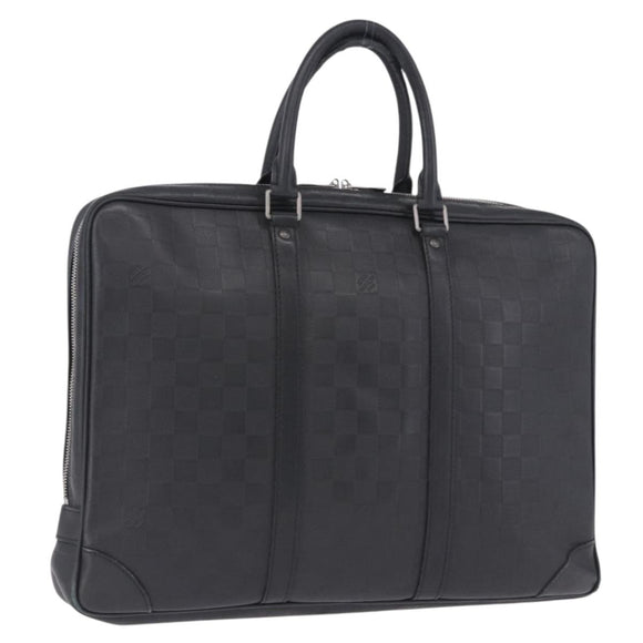 LOUIS VUITTON Damier Infini Porte Documents Voyage Bag Black N41146 Auth 200646