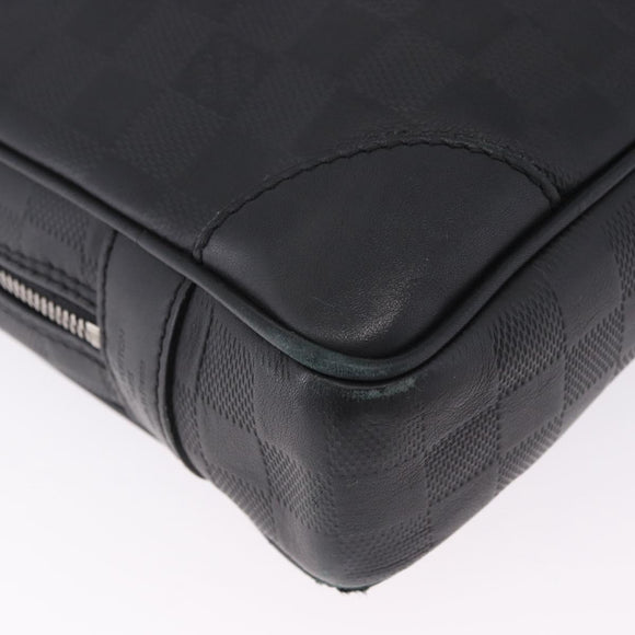 LOUIS VUITTON Damier Infini Porte Documents Voyage Bag Black N41146 Auth 200646