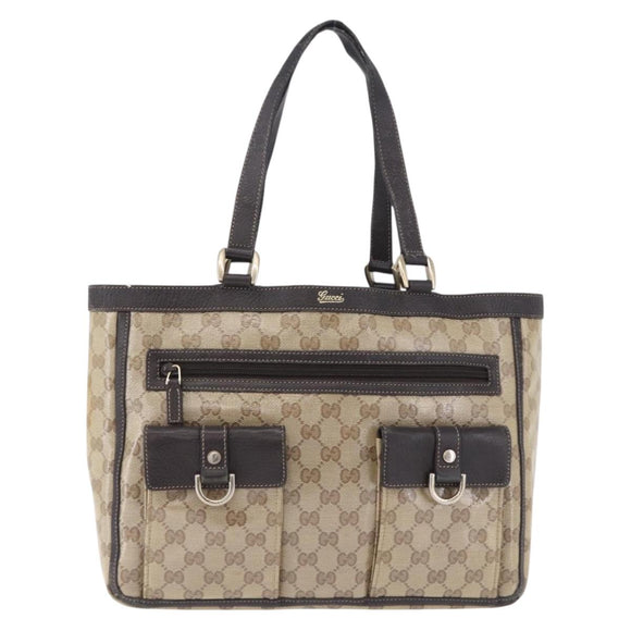 GUCCI GG Crystal Abbey Tote Bag Coated Canvas Outlet Beige 268639 Auth 200647