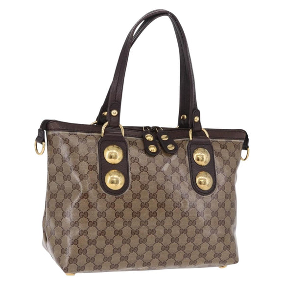 GUCCI GG crystal Histeria Tote Bag Coated Canvas Beige Gold 207285 Auth 200648