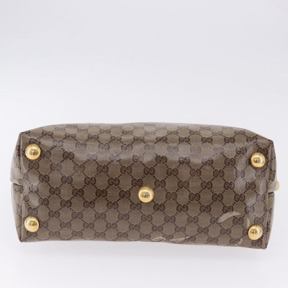 GUCCI GG crystal Histeria Tote Bag Coated Canvas Beige Gold 207285 Auth 200648