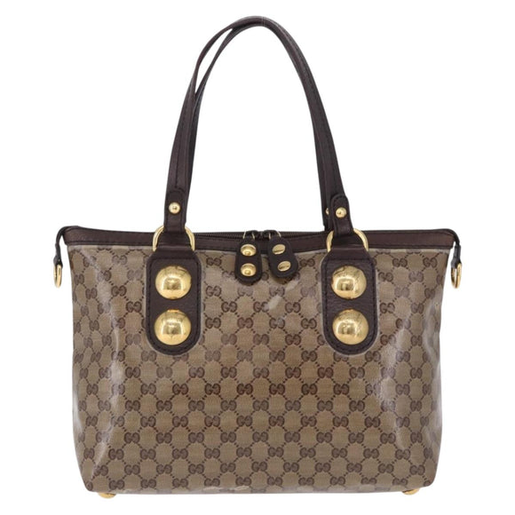 GUCCI GG crystal Histeria Tote Bag Coated Canvas Beige Gold 207285 Auth 200648