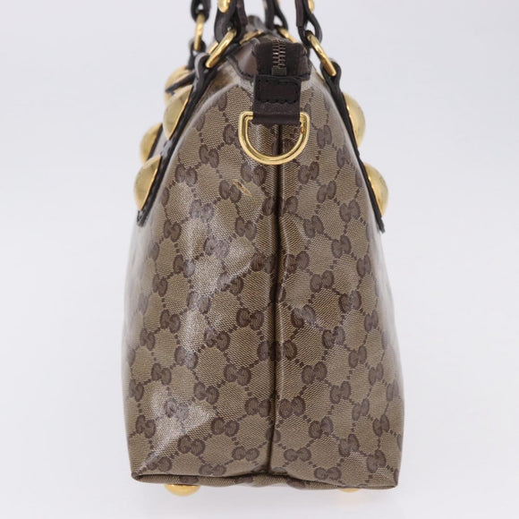 GUCCI GG crystal Histeria Tote Bag Coated Canvas Beige Gold 207285 Auth 200648