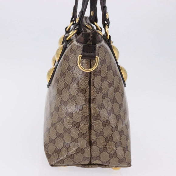 GUCCI GG crystal Histeria Tote Bag Coated Canvas Beige Gold 207285 Auth 200648