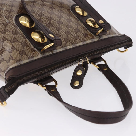 GUCCI GG crystal Histeria Tote Bag Coated Canvas Beige Gold 207285 Auth 200648