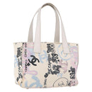 CHANEL New Travel Line Tote Bag Nylon White Multicolor CC Auth 200649-1