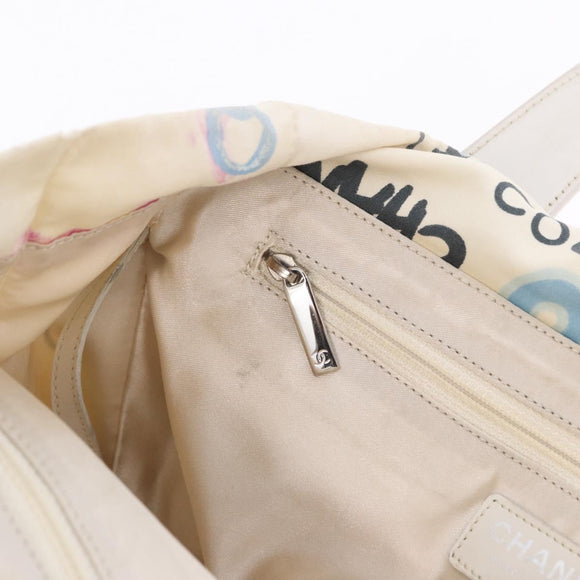 CHANEL New Travel Line Tote Bag Nylon White Multicolor CC Auth 200649