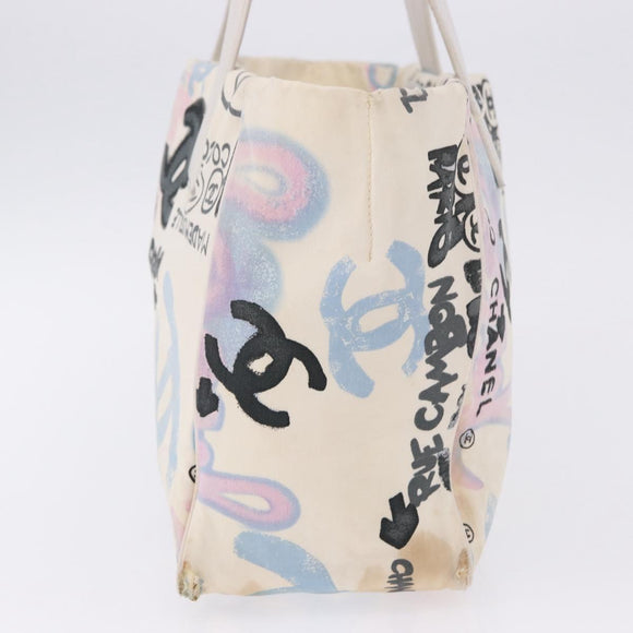 CHANEL New Travel Line Tote Bag Nylon White Multicolor CC Auth 200649