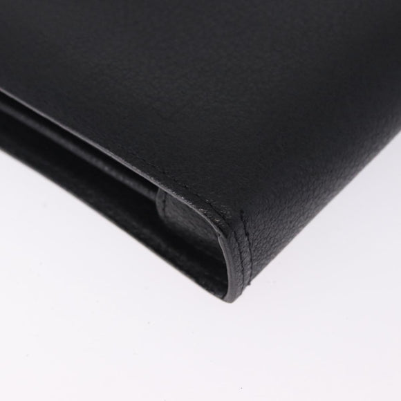 Salvatore Ferragamo Clutch Bag Leather Black Gold Tone Auth 200657