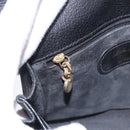 Salvatore Ferragamo Clutch Bag Leather Black Gold Tone Auth 200657-24