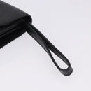 Salvatore Ferragamo Clutch Bag Leather Black Gold Tone Auth 200657-6