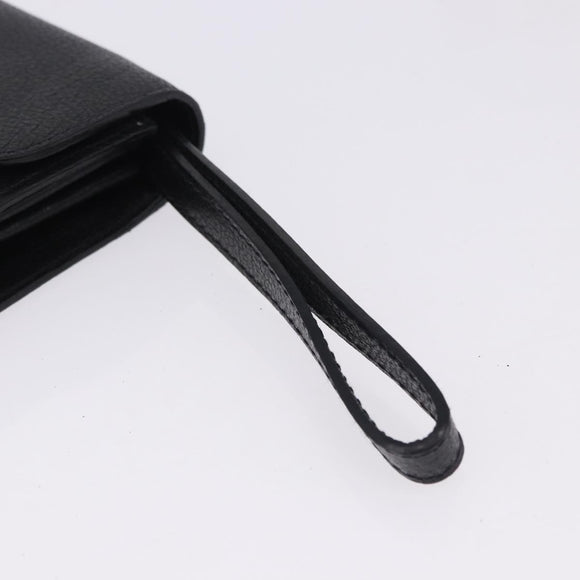 Salvatore Ferragamo Clutch Bag Leather Black Gold Tone Auth 200657