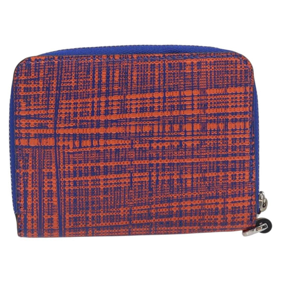 LOEWE Anagram Coin Purse PVC Leather Orange Silver Auth 200661M