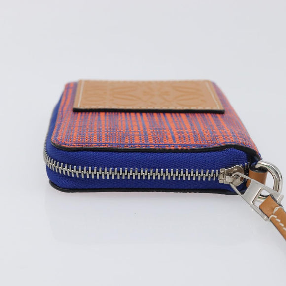 LOEWE Anagram Coin Purse PVC Leather Orange Silver Auth 200661M