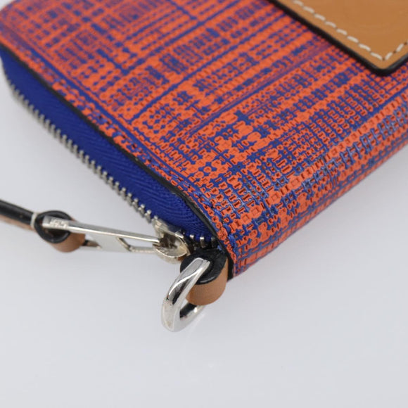 LOEWE Anagram Coin Purse PVC Leather Orange Silver Auth 200661M