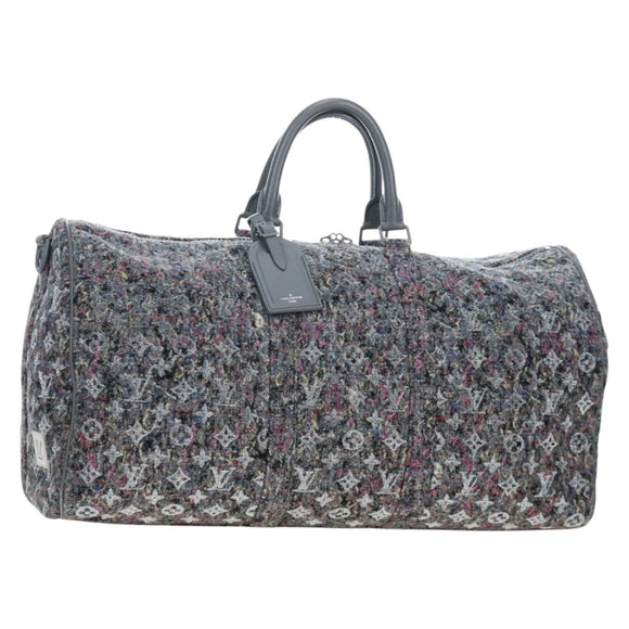 LOUIS VUITTON Monogram Felt Keepall Bandouliere 50 Bag Gray M58742 Auth 200663M