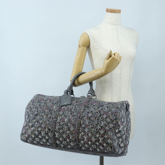LOUIS VUITTON Monogram Felt Keepall Bandouliere 50 Bag Gray M58742 Auth 200663M
