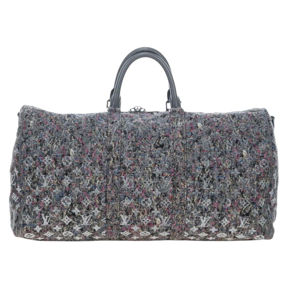 LOUIS VUITTON Monogram Felt Keepall Bandouliere 50 Bag Gray M58742 Auth 200663M