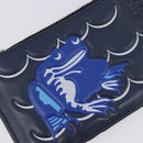 LOEWE William de Morgan Card Coin Case Leather Navy Silver Auth 200667M-18