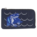 LOEWE William de Morgan Card Coin Case Leather Navy Silver Auth 200667M-13