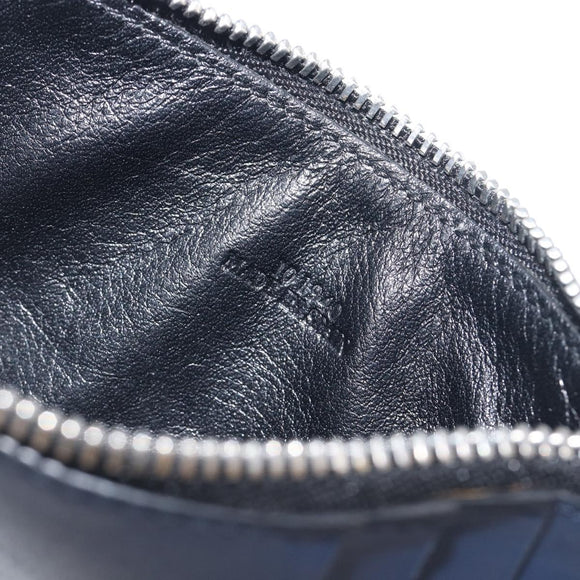 LOEWE William de Morgan Card Coin Case Leather Navy Silver Auth 200667M
