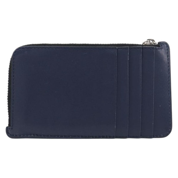 LOEWE William de Morgan Card Coin Case Leather Navy Silver Auth 200667M