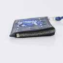 LOEWE William de Morgan Card Coin Case Leather Navy Silver Auth 200667M-3