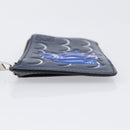LOEWE William de Morgan Card Coin Case Leather Navy Silver Auth 200667M-4
