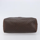 CELINE Macadam Canvas Boston Bag PVC Leather Brown Gold Auth 200674-5