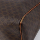 CELINE Macadam Canvas Boston Bag PVC Leather Brown Gold Auth 200674-15