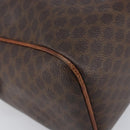 CELINE Macadam Canvas Boston Bag PVC Leather Brown Gold Auth 200674-16