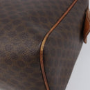 CELINE Macadam Canvas Boston Bag PVC Leather Brown Gold Auth 200674-17