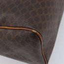 CELINE Macadam Canvas Boston Bag PVC Leather Brown Gold Auth 200674-18