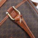 CELINE Macadam Canvas Boston Bag PVC Leather Brown Gold Auth 200674-10