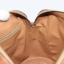CELINE Macadam Canvas Boston Bag PVC Leather Brown Gold Auth 200674-23
