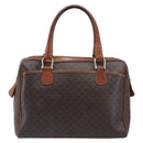 CELINE Macadam Canvas Boston Bag PVC Leather Brown Gold Auth 200674-2