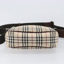 BURBERRY Nova Check Shoulder Bag Canvas Beige Silver Auth 200675-11