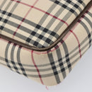 BURBERRY Nova Check Shoulder Bag Canvas Beige Silver Auth 200675-13