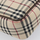 BURBERRY Nova Check Shoulder Bag Canvas Beige Silver Auth 200675-15