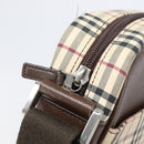 BURBERRY Nova Check Shoulder Bag Canvas Beige Silver Auth 200675-17