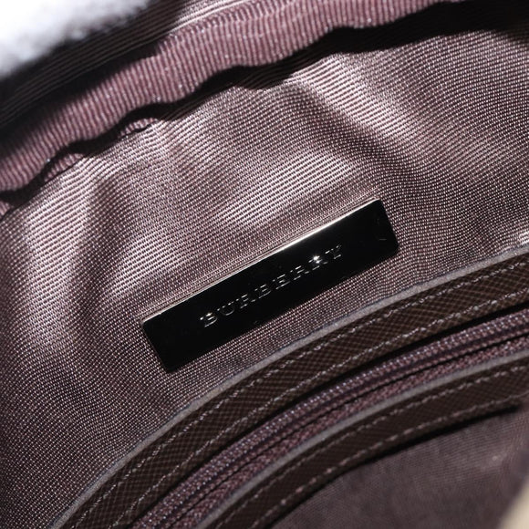 BURBERRY Nova Check Shoulder Bag Canvas Beige Silver Auth 200675
