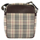 BURBERRY Nova Check Shoulder Bag Canvas Beige Silver Auth 200675-2