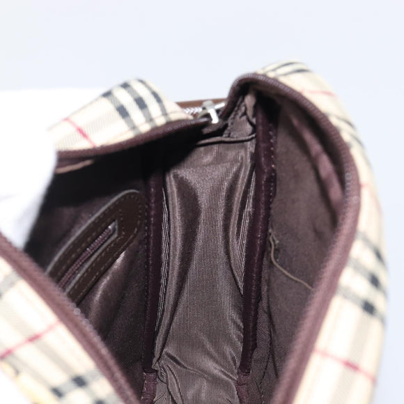 BURBERRY Nova Check Shoulder Bag Canvas Beige Silver Auth 200675