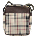 BURBERRY Nova Check Shoulder Bag Canvas Beige Silver Auth 200675-3