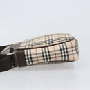 BURBERRY Nova Check Shoulder Bag Canvas Beige Silver Auth 200675-6