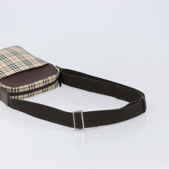 BURBERRY Nova Check Shoulder Bag Canvas Beige Silver Auth 200675