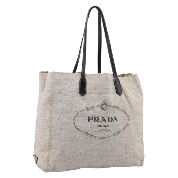 PRADA Tote Bag Canvas Gray Auth 200676
