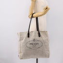 PRADA Tote Bag Canvas Gray Auth 200676-21